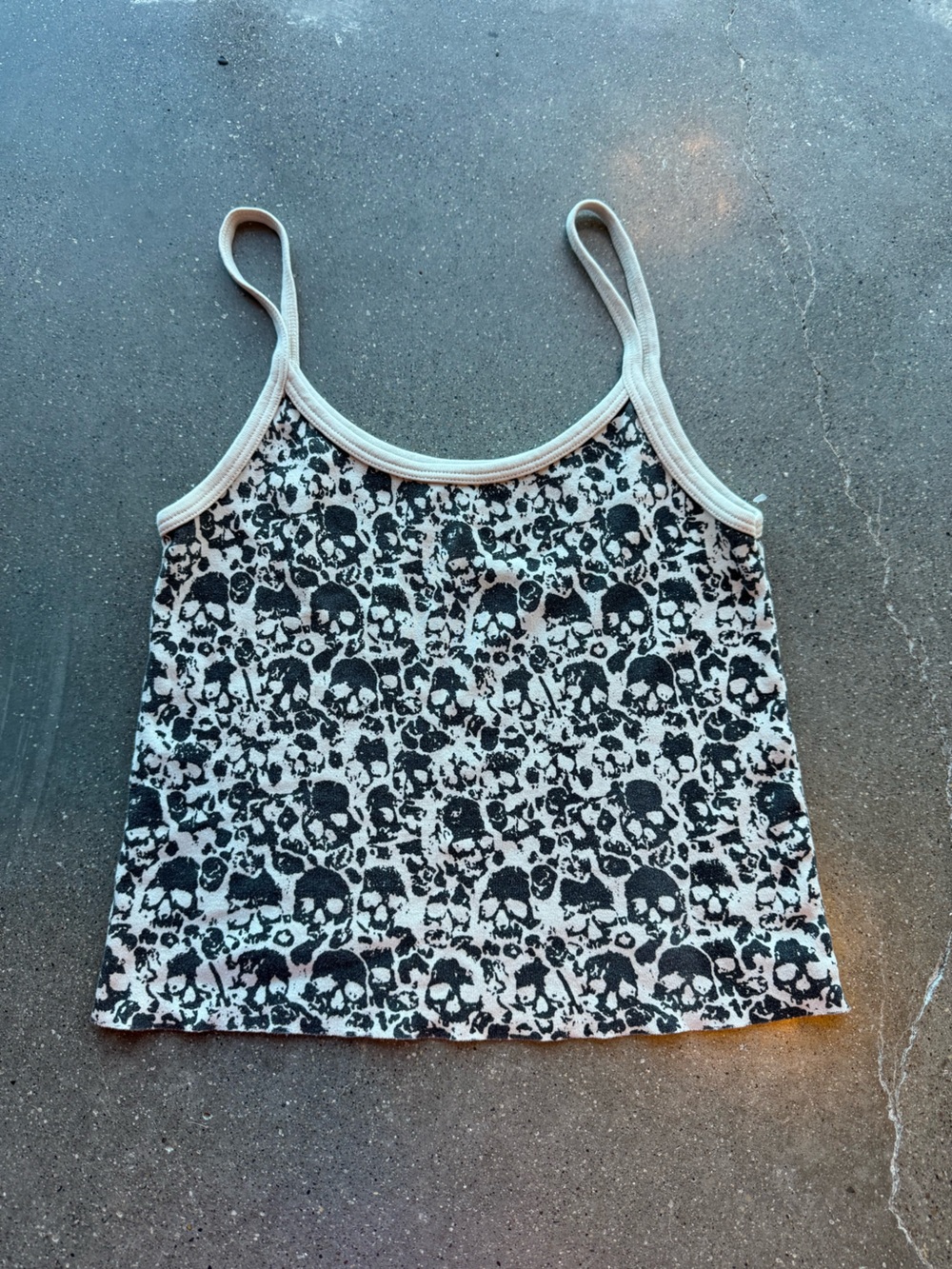 Brandy Melville Black and White Skull Print Camisole